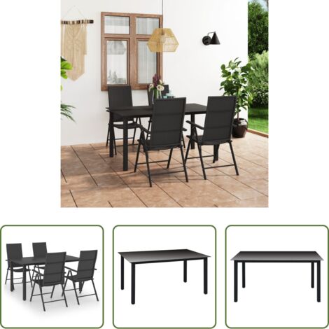 Tavolo da giardino -  Set da Pranzo da Giardino 5 pz Nero