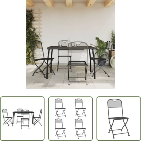 Tavolo da giardino -  Set da Pranzo da Giardino 5pz Antracite in Rete Metallica