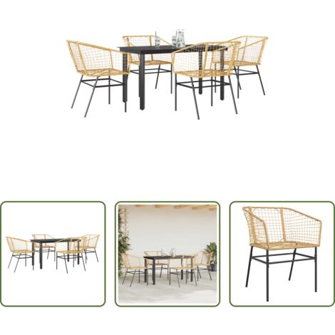Tavolo da giardino -  Set da Pranzo da Giardino 5pz Polyrattan Vetro