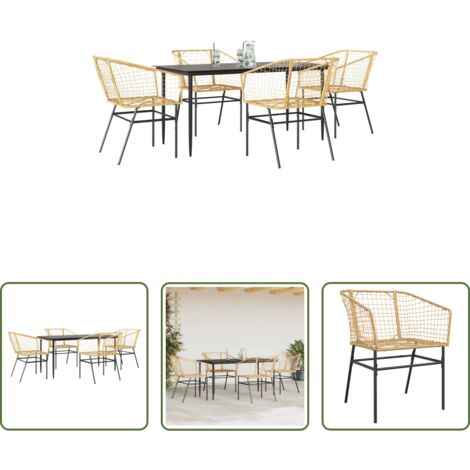 Tavolo da giardino -  Set da Pranzo da Giardino 5pz Polyrattan Vetro