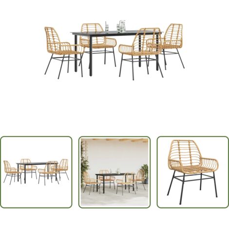 Tavolo da giardino -  Set da Pranzo da Giardino 5pz Polyrattan Vetro