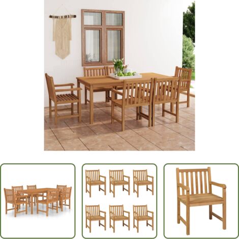Tavolo da giardino -  Set da pranzo da giardino 7 pz 180x90 cm in legno massello di teak
