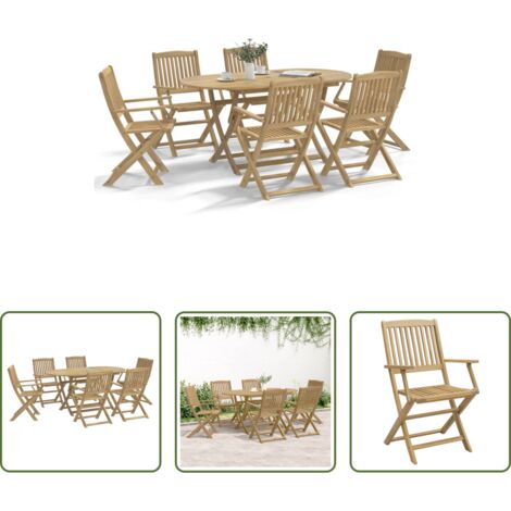 Tavolo da giardino -  Set da Pranzo da Giardino 7 pz in Legno Massello di Acacia