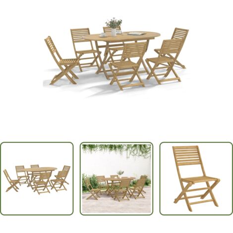 Tavolo da giardino -  Set da Pranzo da Giardino 7 pz in Legno Massello di Acacia