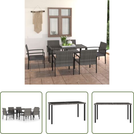 Tavolo da giardino -  Set da Pranzo da Giardino 7 pz in Polyrattan Grigio