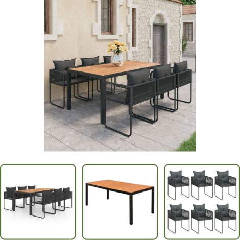 Tavolo da giardino -  Set da Pranzo da Giardino 7 pz in Rattan PVC Nero e Marrone