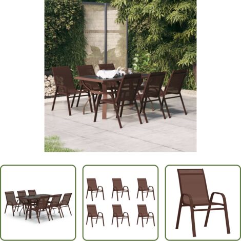 Tavolo da giardino -  Set da Pranzo da Giardino 7 pz Marrone e Nero