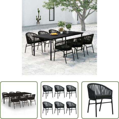 Tavolo da giardino -  Set da Pranzo da Giardino 7 pz Nero