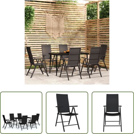 Tavolo da giardino -  Set da Pranzo da Giardino 7 pz Nero
