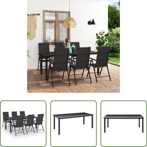 Tavolo da giardino -  Set da Pranzo da Giardino 7 pz Nero