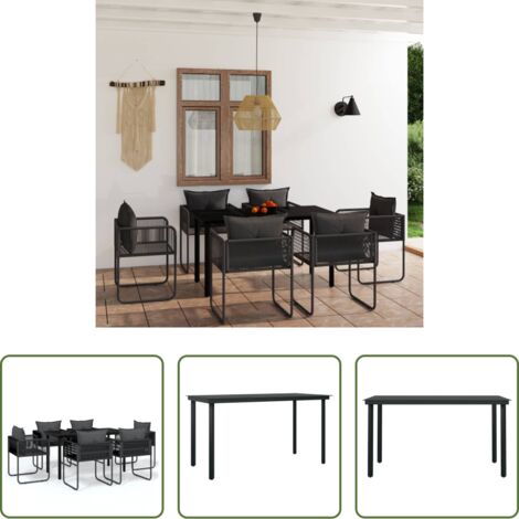 Tavolo da giardino -  Set da Pranzo da Giardino 7 pz Nero