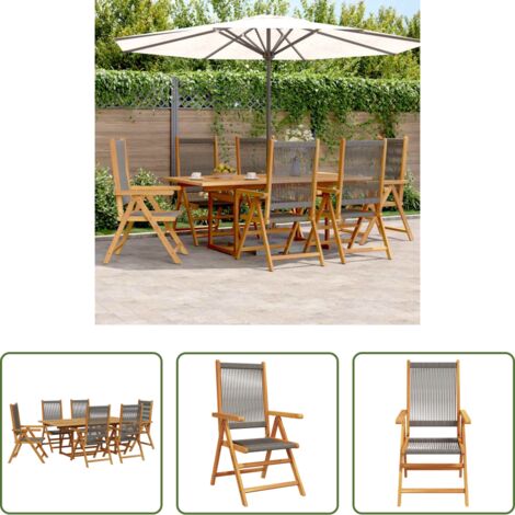 Tavolo da giardino -  Set da Pranzo da Giardino 7 pz Polipropilene e Legno Massello