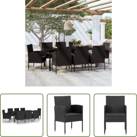 Tavolo da giardino -  Set da Pranzo da Giardino 9 pz Nero