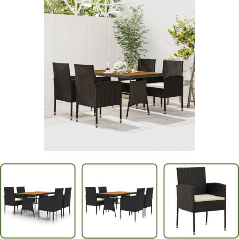 Tavolo da giardino -  Set da Pranzo per Esterni 5 pz in Polyrattan Nero