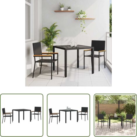 Tavolo da giardino -  Set da Pranzo per Giardino 3 pcs Nero polyrattan