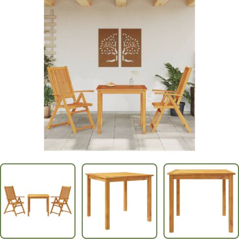 Tavolo da giardino -  Set da Pranzo per Giardino 3 pz 85x85x74 cm in Legno Massello di Acacia