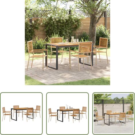 Tavolo da giardino -  Set da Pranzo per Giardino 5 pcs Beige e Marrone polyrattan