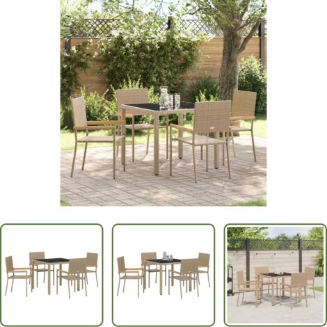 Tavolo da giardino -  Set da Pranzo per Giardino 5 pcs Beige polyrattan