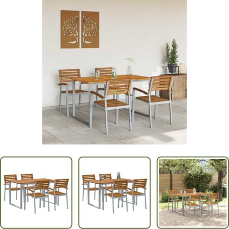 Tavolo da giardino -  Set da Pranzo per Giardino 5 pcs Grigio