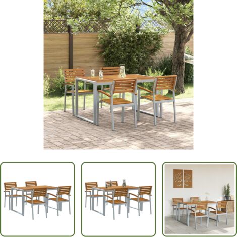 Tavolo da giardino -  Set da Pranzo per Giardino 5 pcs Grigio