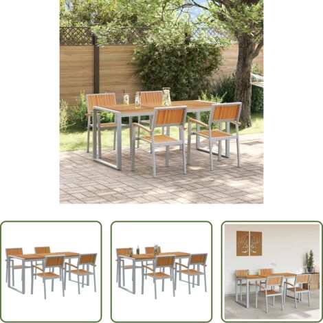 Tavolo da giardino -  Set da Pranzo per Giardino 5 pcs Grigio