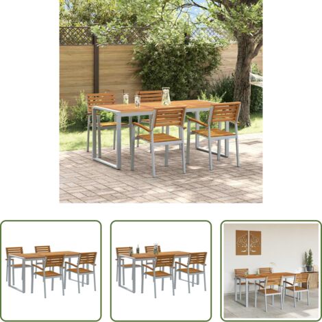 Tavolo da giardino -  Set da Pranzo per Giardino 5 pcs Grigio