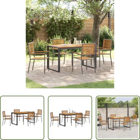 Tavolo da giardino -  Set da Pranzo per Giardino 5 pcs Grigio e Marrone polyrattan