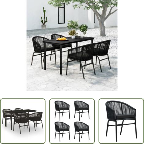 Tavolo da giardino -  Set da Pranzo per Giardino 5 pz Nero