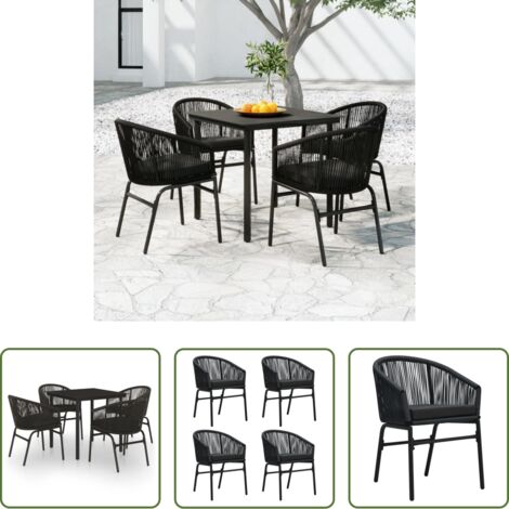 Tavolo da giardino -  Set da Pranzo per Giardino 5 pz Nero