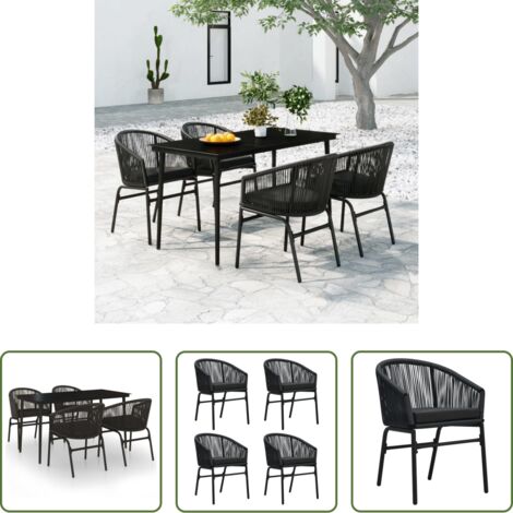 Tavolo da giardino -  Set da Pranzo per Giardino 5 pz Nero