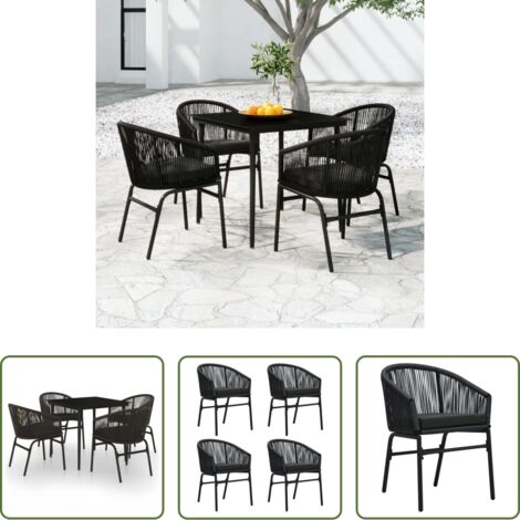 Tavolo da giardino -  Set da Pranzo per Giardino 5 pz Nero