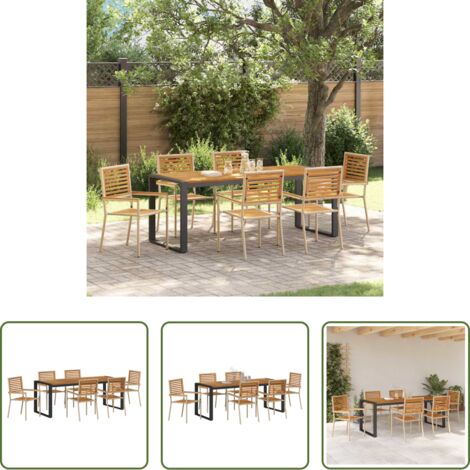 Tavolo da giardino -  Set da Pranzo per Giardino 7 pcs Beige e Marrone polyrattan