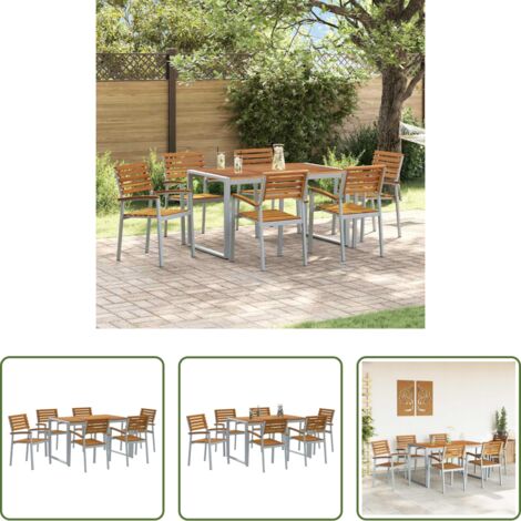 Tavolo da giardino -  Set da Pranzo per Giardino 7 pcs Grigio