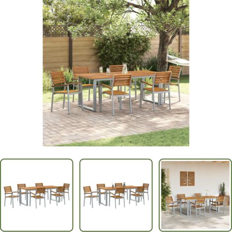 Tavolo da giardino -  Set da Pranzo per Giardino 7 pcs Grigio