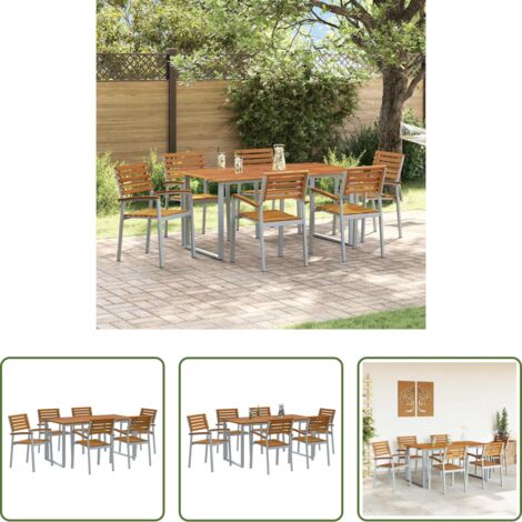 Tavolo da giardino -  Set da Pranzo per Giardino 7 pcs Grigio