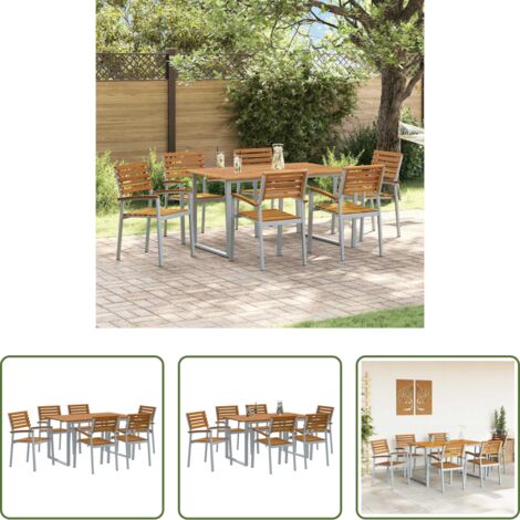 Tavolo da giardino -  Set da Pranzo per Giardino 7 pcs Grigio
