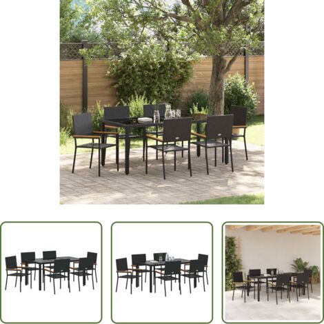 Tavolo da giardino -  Set da Pranzo per Giardino 7 pcs Nero polyrattan