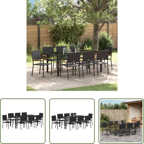 Tavolo da giardino -  Set da Pranzo per Giardino 9 pcs Nero polyrattan