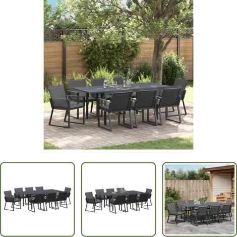 Tavolo da giardino -  Set da Pranzo per Giardino 9 pcs Nero polyrattan