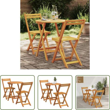 Tavolo da giardino -  Set da Pranzo per Giardino con cuscino 3 pcs Olio Naturale