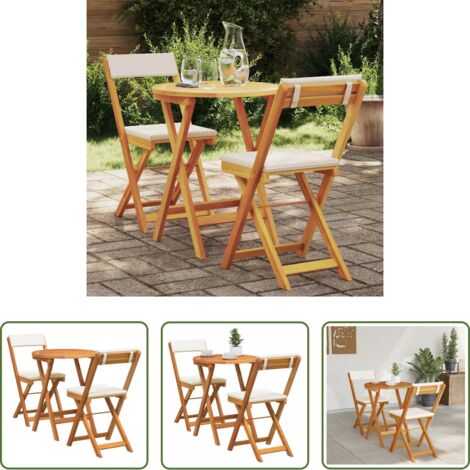 Tavolo da giardino -  Set da Pranzo per Giardino con cuscino 3 pcs Olio Naturale