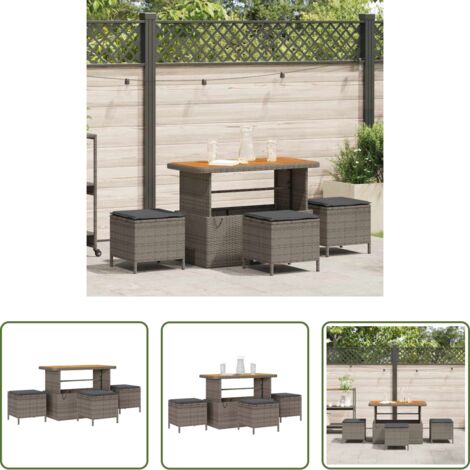 Tavolo da giardino -  Set da Pranzo per Giardino Grigio polyrattan
