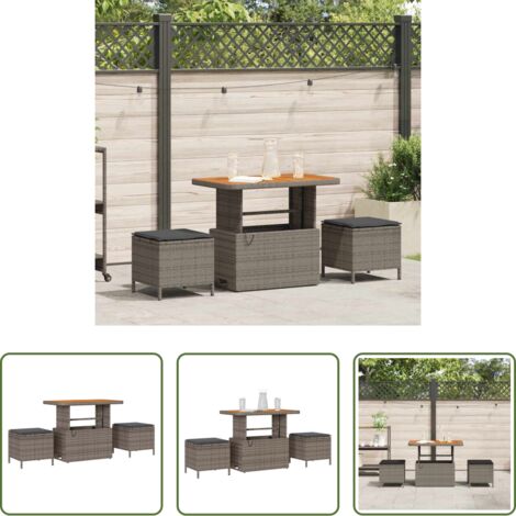 Tavolo da giardino -  Set da Pranzo per Giardino Grigio polyrattan