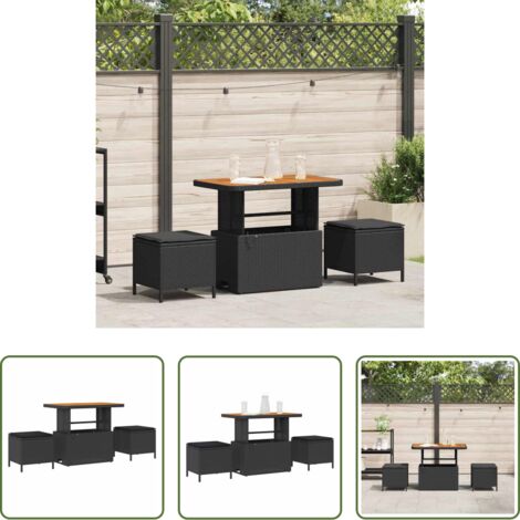 Tavolo da giardino -  Set da Pranzo per Giardino Nero polyrattan