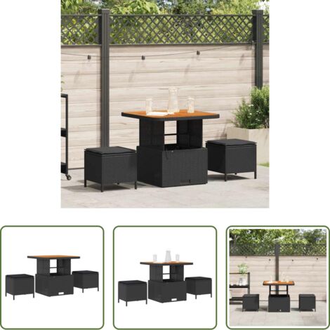 Tavolo da giardino -  Set da Pranzo per Giardino Nero polyrattan