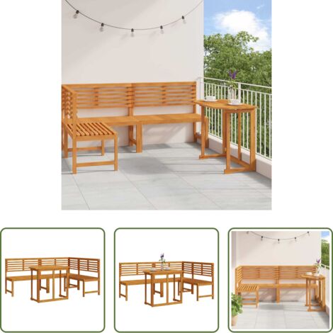 Tavolo da giardino -  Set Panchina da Giardino 3 pcs Marrone Legno di Acacia Massello