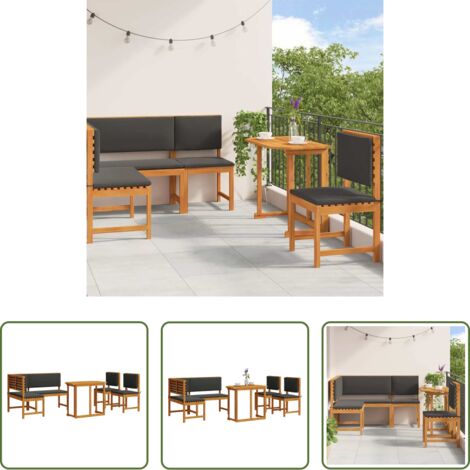 Tavolo da giardino -  Set Panchina da Giardino 4 pcs Marrone Legno di Acacia Massello