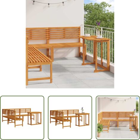 Tavolo da giardino -  Set Panchina da Giardino 4 pcs Marrone Legno di Acacia Massello