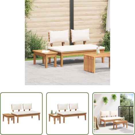 Tavolo da giardino -  Set Panchina e Tavolo da Giardino 2 pcs Crema e Marrone