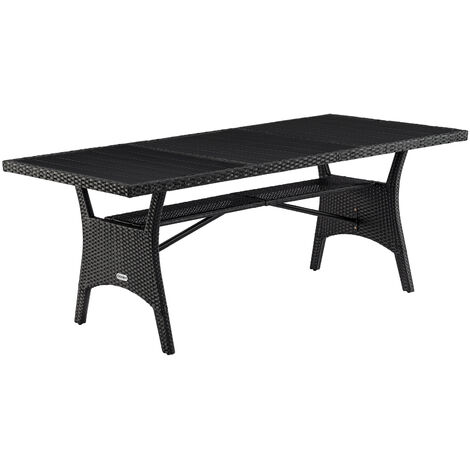 Tavolo da giardino Takeo nero polyrattan 190x90x75cm